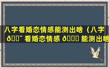 八字看婚恋情感能测出啥（八字 🐯 看婚恋情感 🐘 能测出啥来）